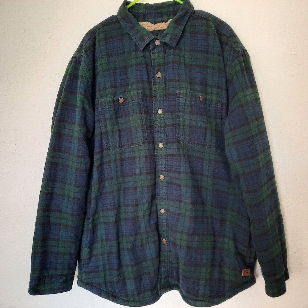 LL BEAN Men's Sherpa-Lined Scotch Plaid Shirt, Slightly Fitted size XL